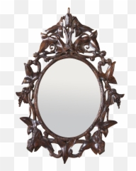 German Black Forest Walnut Oval Mirror Frame - Antique Circle Png,Mirror Frame Png