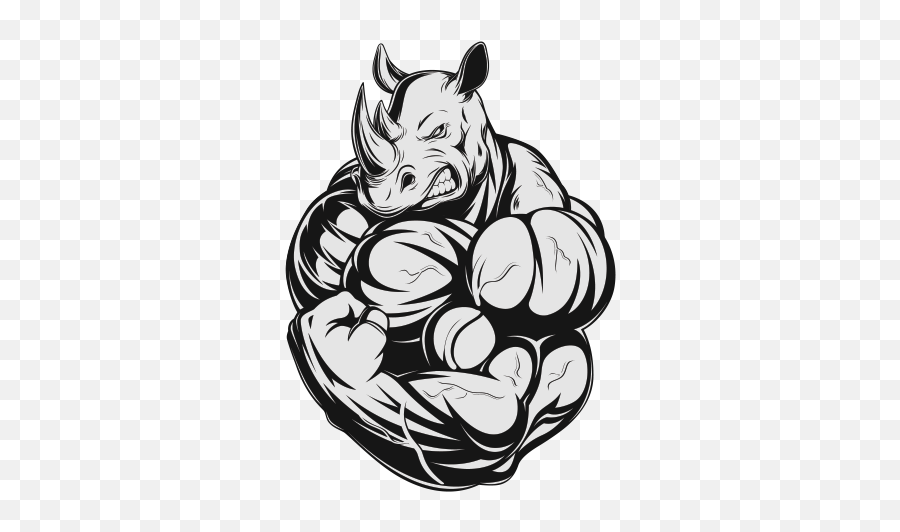 Printed Vinyl Tough Muscle Gym Rhino Body Builder Stickers - Strong Bull Png,Rhino Transparent Background