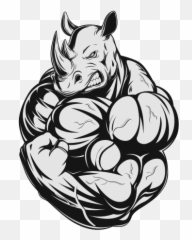 Printed Vinyl Tough Muscle Gym Rhino Body Builder Stickers - Strong Bull Png