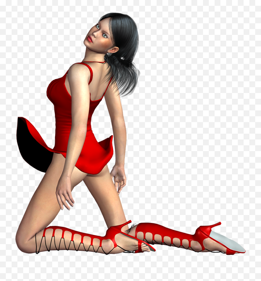 Girl Fashion Kneeling Sexy 3d Png Image - Hot Cartoon Girl Png,Sexy Girl Png