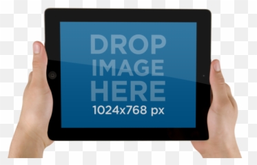 Placeit - iPad PNG Mockup Black Landscape Held by Man White Play Ipad Hand