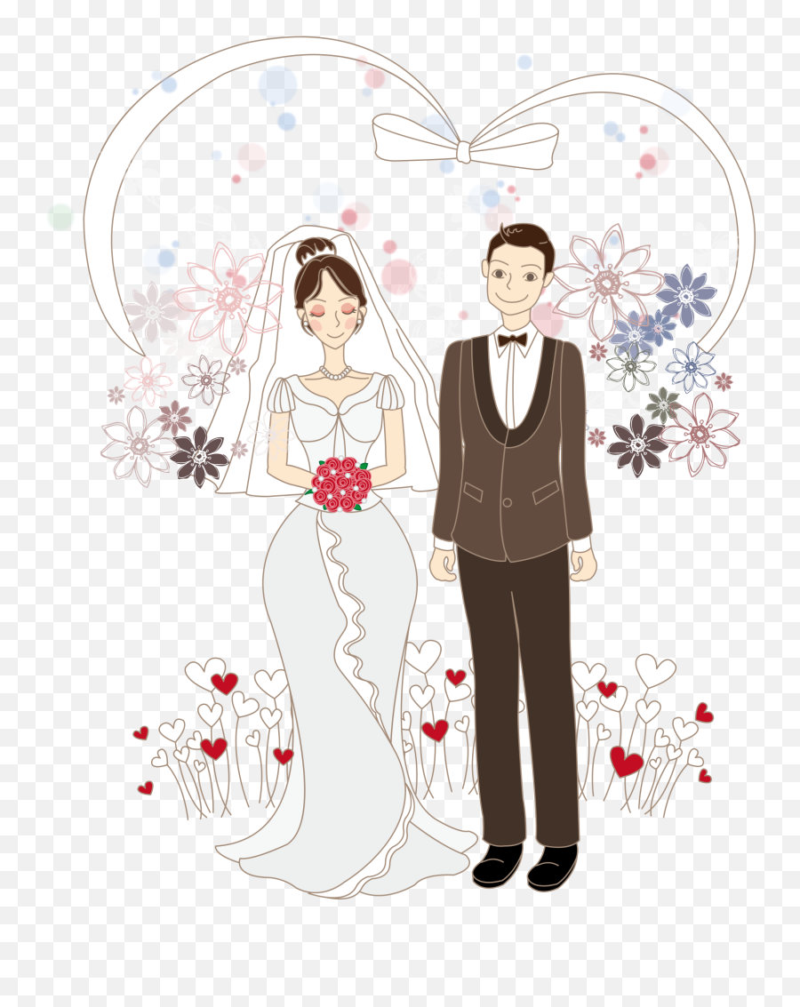 Download Cartoon Bride Drawing Wedding Illustration - Bride And Groom  Drawing Png,Wedding Couple Png - free transparent png images 