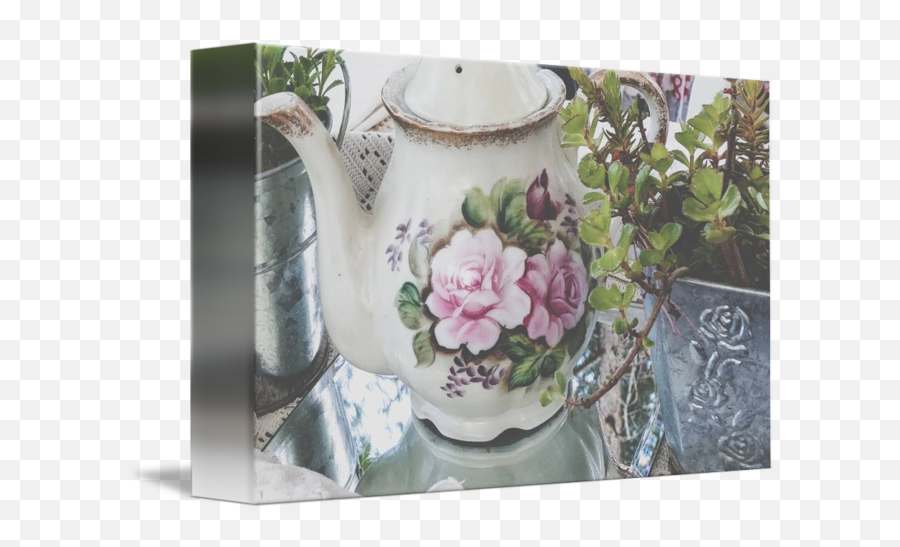 Vintage Floral Teapot By Marilyn Moseley - Jug Png,Vintage Floral Png