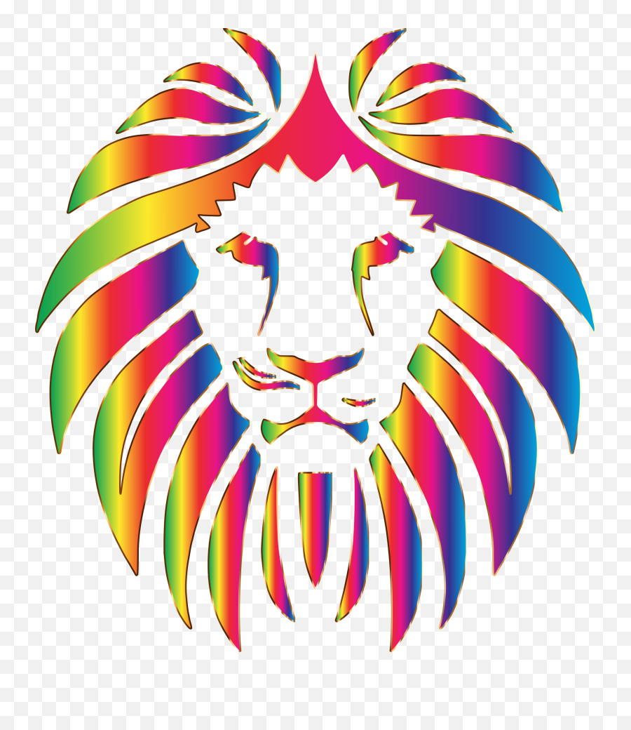 Lion Lionsmane Malelion Lionhead Rainbow Rainbowlion - Vector Lion Face Png,Lion Head Transparent
