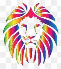 Lion Lionsmane Malelion Lionhead Rainbow Rainbowlion - Vector Face Png