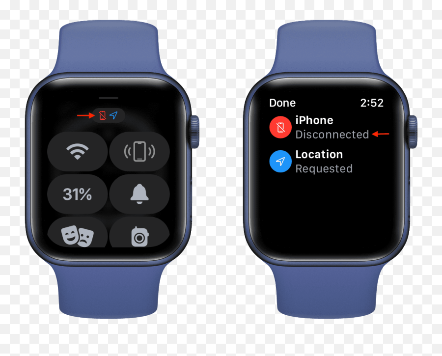 How To Know Whether Your Apple Watch Is Connected The - Mg143vc A Apple Watch Series 6 40mm Gps Blue Aluminium Png,Power Disconnect Icon
