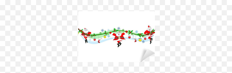 Wall Mural Creative Green Wave With Dancing Santa Clauses - Cartoon Dancing Christmas Banner Png,Dancing Santa Icon