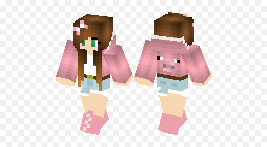 Pretty Girl In A Pig Suit Minecraft Skin Hub - Pink Girl Minecraft Skin Png,Minecraft Pig Png