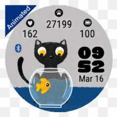 Cat Animated Garmin Connect Iq Png Cute Clock Icon