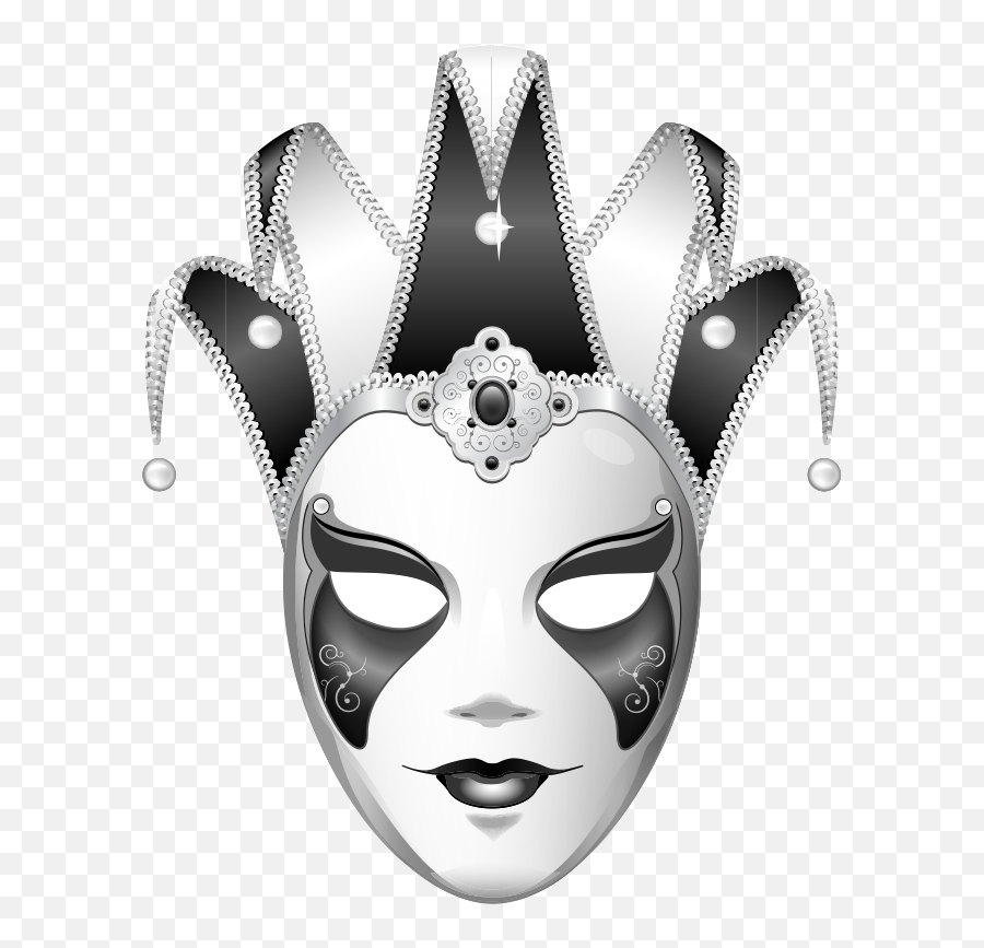 Black And White Jester Transprent Png - Black And White Transparent Mardi Gras Mask,Black Mask Png