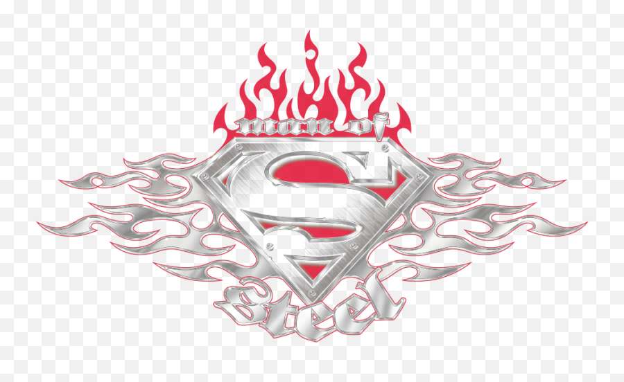Back Print Superman Mens Steel Fire Shield Work Shirt - Superman Logo Flames Png,Superman Logo Generator