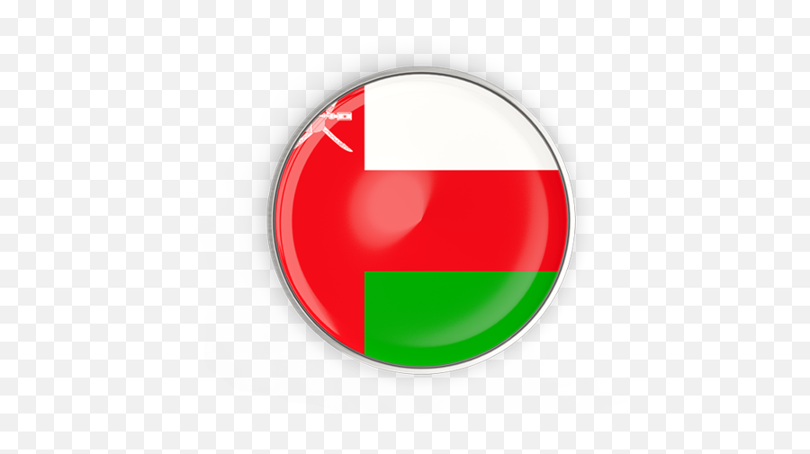 Round Button With Metal Frame - Round Oman Flag Png,Oman Flag Png