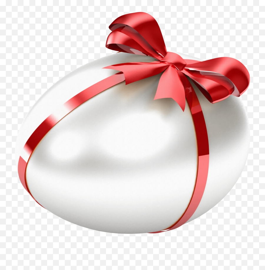 White Easter Egg With Red Bow Transparent Png Clipart Ribbon