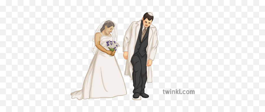 Jewish Wedding Couple Re Judaism Secondary Illustration - Twinkl Jewish Couple Wedding Illustration Png,Wedding Couple Png