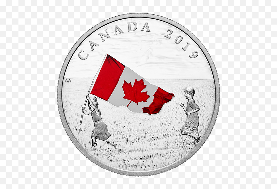 1 Oz Pure Silver Coloured Coin - Canadau0027s National Flag 2019 Washington State Stamp Png,Canadian Leaf Png