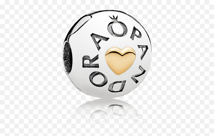 Pandora Logo Silver Clip With 14k Hearts - Pandora Clip Two Tone Png,Pandora Logo Png