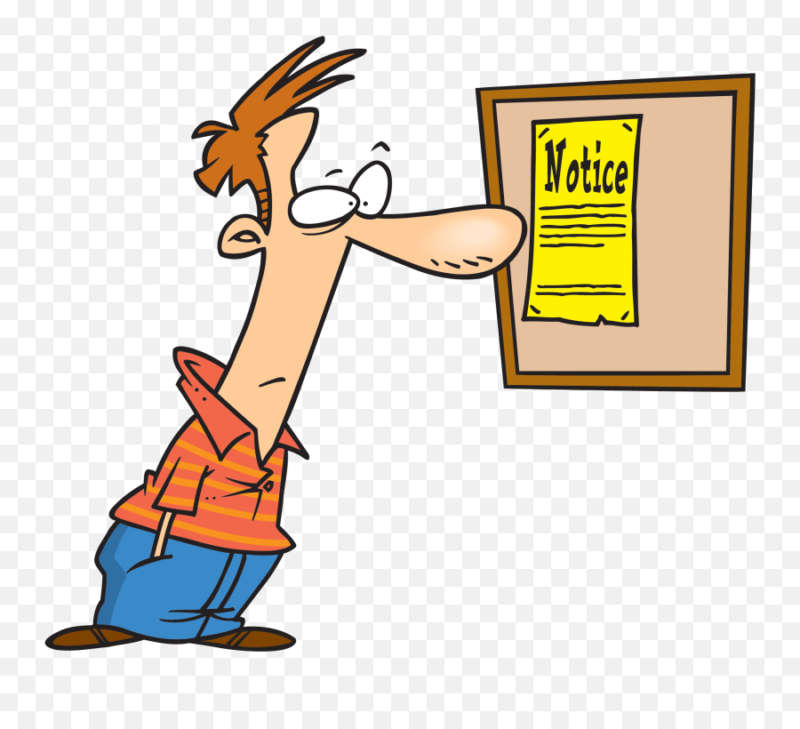 Cartoon Man Reading Notice - Notice Board Clipart Png,Bulletin Board Png