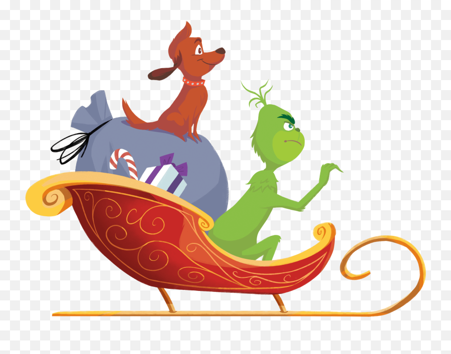Grinch Game - Grinch On A Sled Png,The Grinch Png