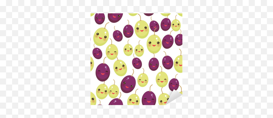 Sticker Green And Red Grapes Seamless Pattern Kawaii Funny - Fondo De Uvas Kawaii Png,Funny Face Icon
