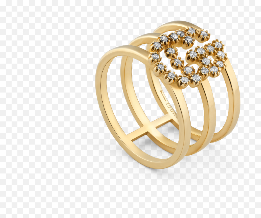 Gg Running First Phalanx And Diamond Ring - Gucci Gold Ring G Png,Gucci Transparent