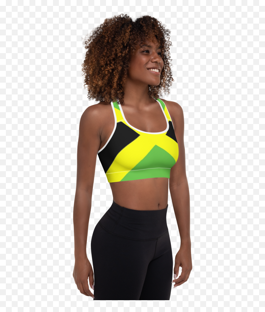 Jamaican Flag Padded Sports Bra - Sports Bra Png,Jamaican Flag Png