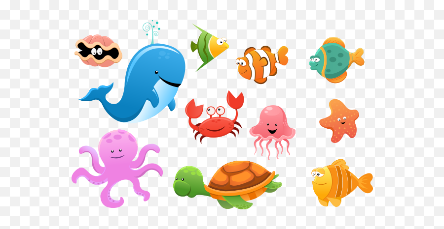 Sea Creatures Png Hd Pictures - Vhvrs Sea Animals Vector Png,Ocean Clipart Png