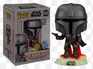 Funko Pop Star Wars The Mandalorian - with Blaster Glow in the Dark 408 Flying In png
