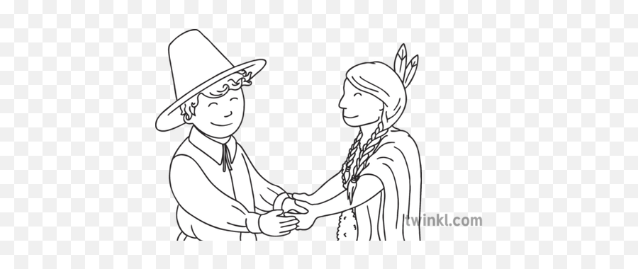 Squanto And Pilgrim The First Thanksgiving Theater Activity - Conversation Png,Pilgrim Hat Icon