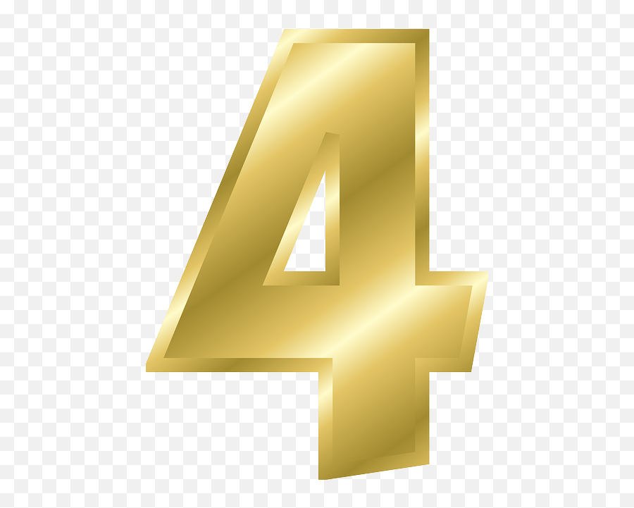 Gold Number 4 Transparent Png - Alphabet Gold Text Effect,4 Png