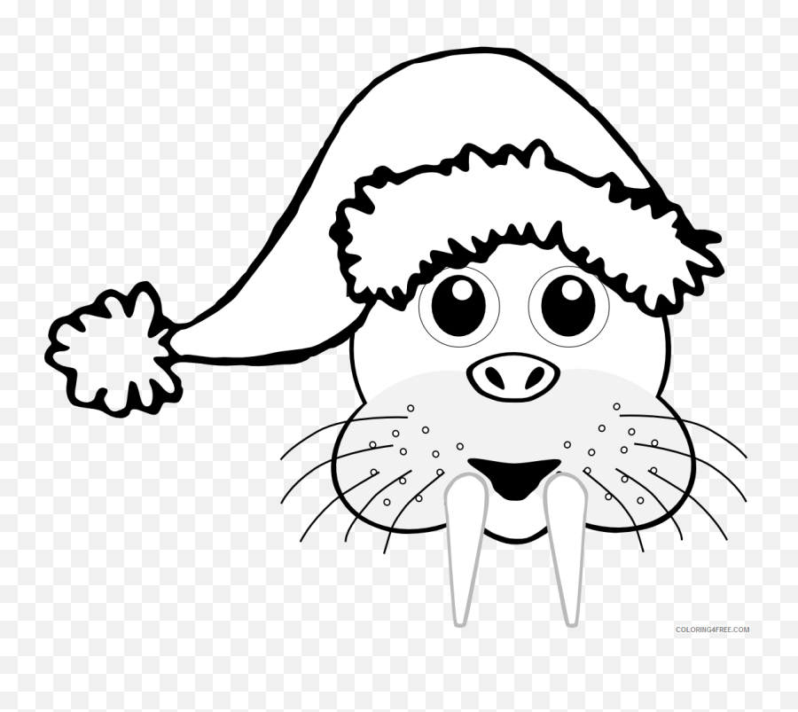 Cartoon Santa Hat Png - Walrus Head Cartoon Brown Santa Hat Christmas Hat,Cartoon Santa Hat Png