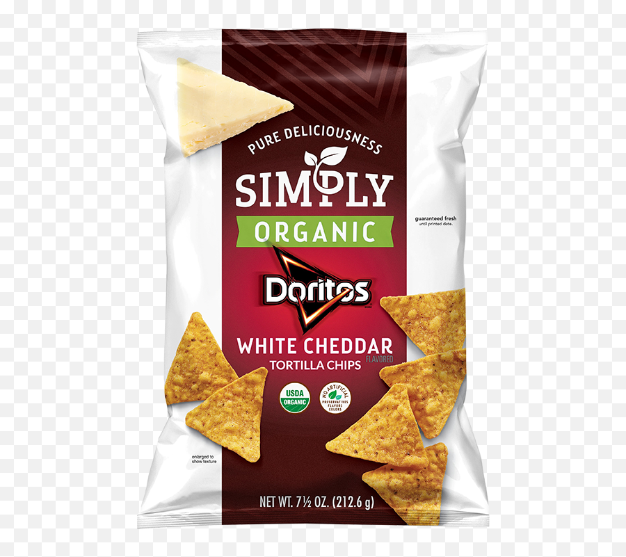 Organic White Cheddar Flavored Tortilla - Doritos Simply Organic White Cheddar Flavored Tortilla Chips Png,Doritos Logo Png