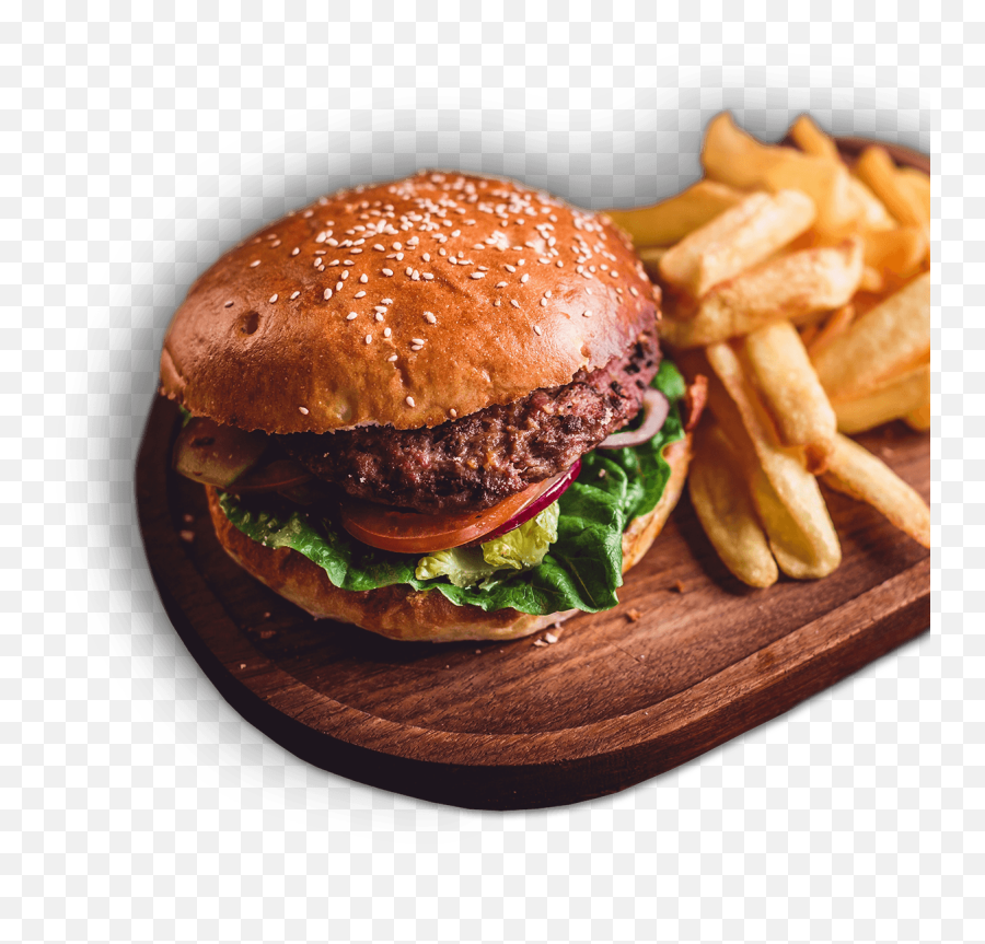 Download Burger And Fries - Hamburger Full Size Png Image Burger With Fries Png,Burger And Fries Png