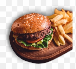 Download Burger And Fries - Hamburger Full Size Png Image Burger With Fries Png,Burger And Fries Png