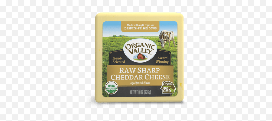 Raw Sharp Cheddar 8 Oz Buy Organic Valley Near You - Organic Valley Mozzarella Cheese Png,Cheddar Png