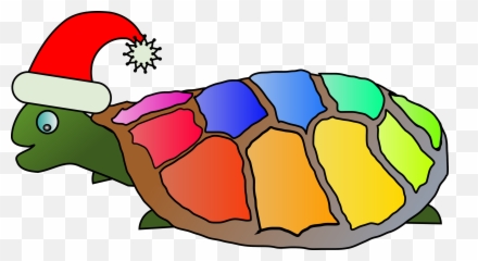 Funny Turtle With Santa Hat Christmas - Clipart png