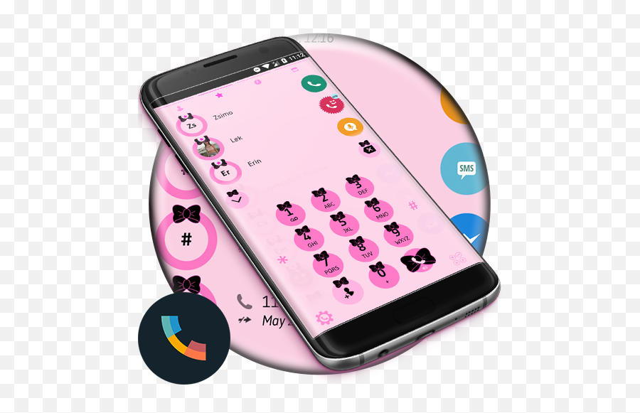 Ribbon Black Pink Contacts U0026 Dialer Phone Theme - Portable Png,Pink Phone Icon