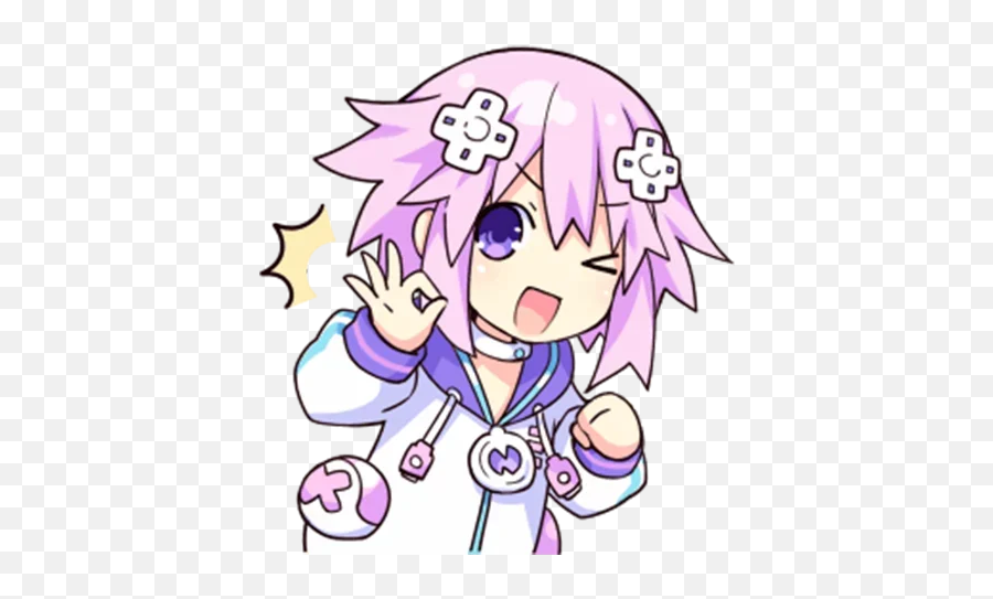 Telegram Sticker From Stickers Favoritos Pack - Hyperdimension Neptunia Neptune Chibi Png,Hyperdimension Neptunia Icon