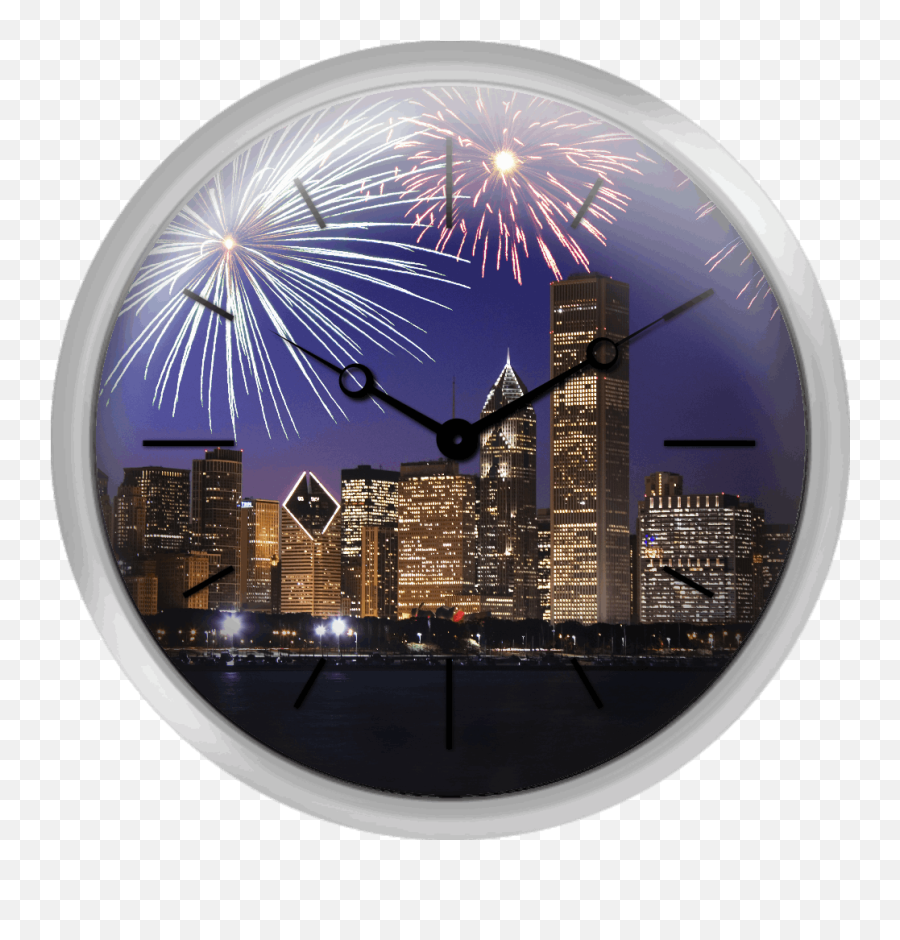 Xpress Clocks - Gallery Fireworks Over Chicago Skyline 4th Of July Chicago Png,Chicago Skyline Png