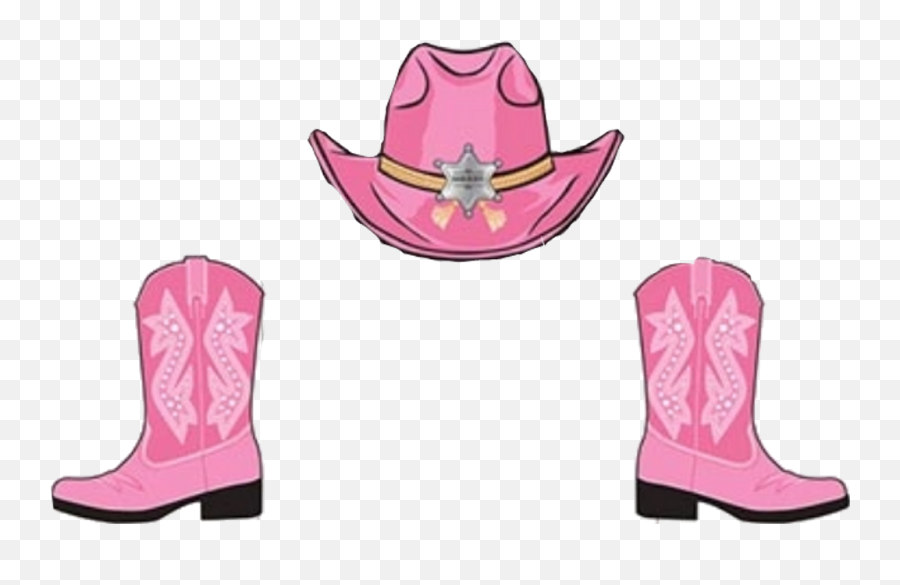 Pink - Cowgirl Boots And Hat Clipart Png,Cowboy Boots Png
