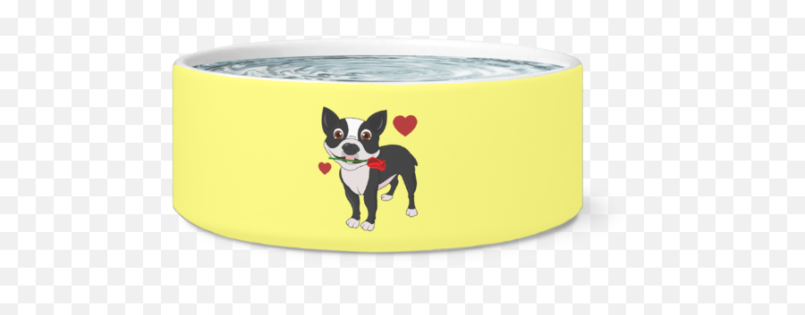 Cute Ceramic Boston Terrier In Love Bowl - Collar Png,Boston Terrier Png