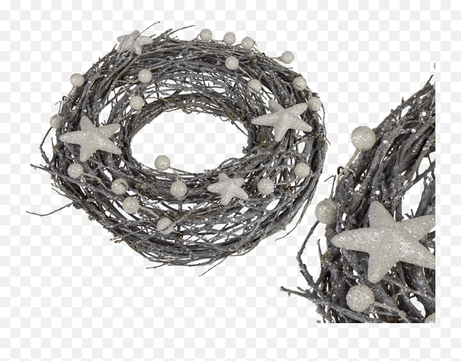 Willow Wreath With Glitter Stars And Balls - Out Of The Blue Kg Png,Glitter Stars Png