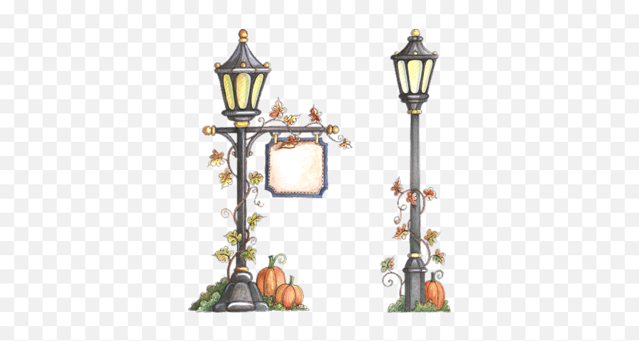 Laurie Furnell Autumn Art Street Lamp Clip - Christmas Lamp Post Clipart Png,Lamp Post Png