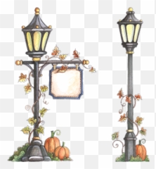 Laurie Furnell Autumn Art Street Lamp Clip - Christmas Lamp Post Clipart png