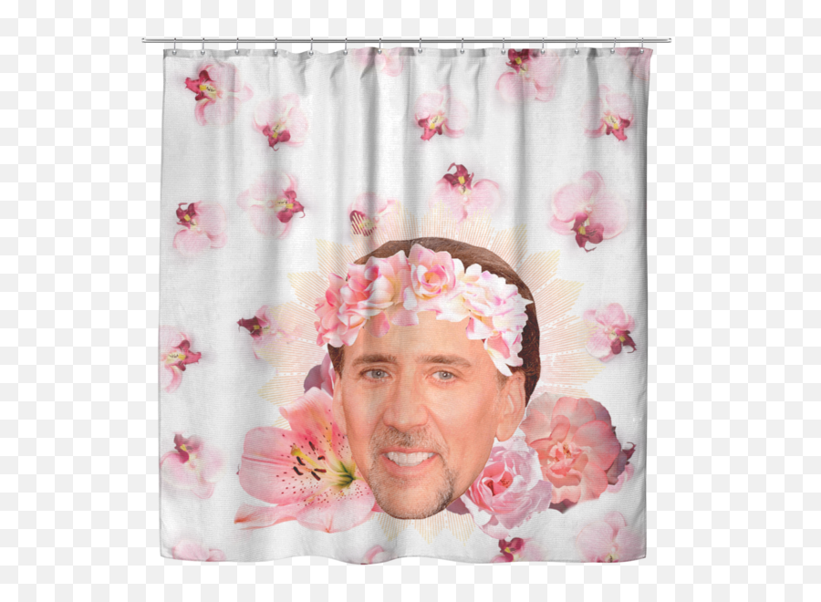 Floral Nic Cage Shower Curtain Dorm Decorations - Nicholas Cage Shower Curtain Png,Nicolas Cage Png