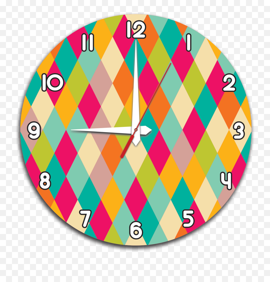 Download Hd Round Wooden Wall Clock - Diamond Pattern Circle Png,Diamond Pattern Png