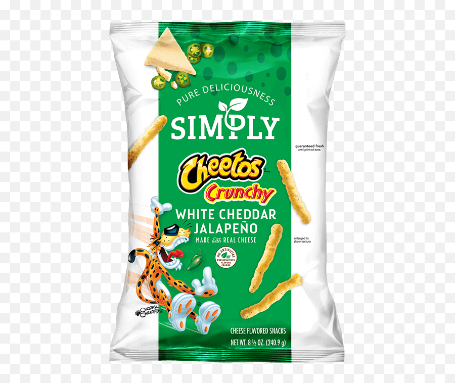 Simply Cheetos Crunchy White Cheddar Jalapeño Cheese - Cheetos White Cheddar Crunchy Png,Cheetos Png