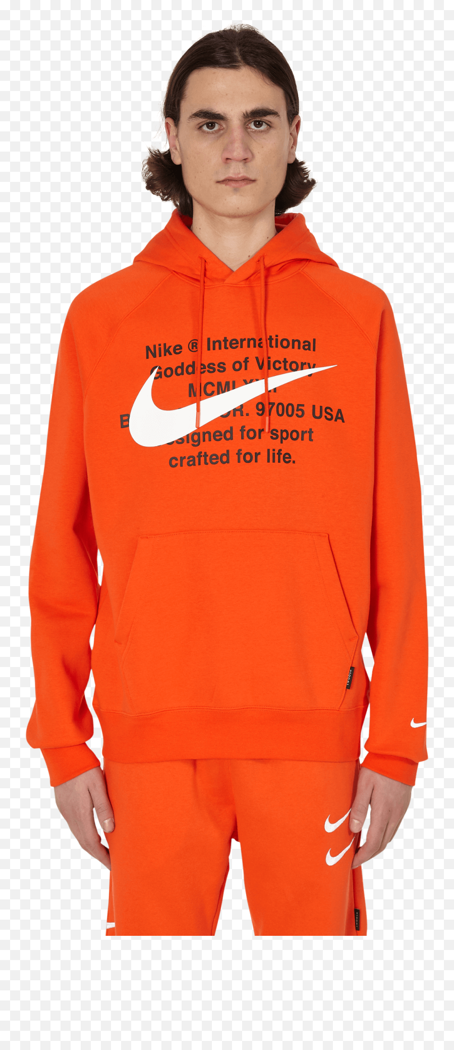 Nike Sportswear Hooded Sweatshirt - Nike Swoosh Hoodie Orange Png,Orange Nike Logo