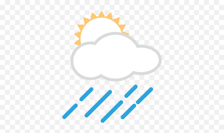 White Sun Behind Cloud With Rain Emoji - Clip Art Png,Rain Emoji Png