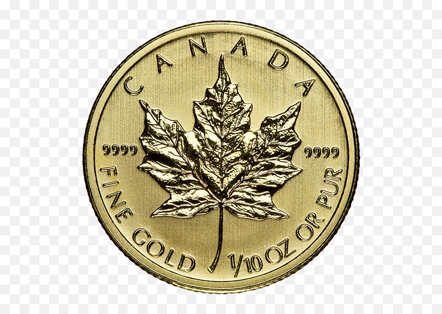 Download 110 Oz Gold Canadian Maple Leaf - 1 10 Oz Gold Canadian Gold Maple Leaf 1 Oz Coin Random Year Png,Canadian Leaf Png