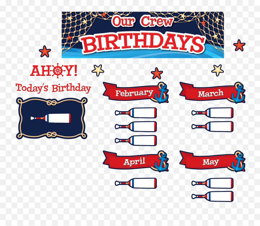 Tcr8896 Nautical Our Crew Birthdays Mini Bulletin Board - Our Crew Birthdays Label Nautical Png,Bulletin Board Png